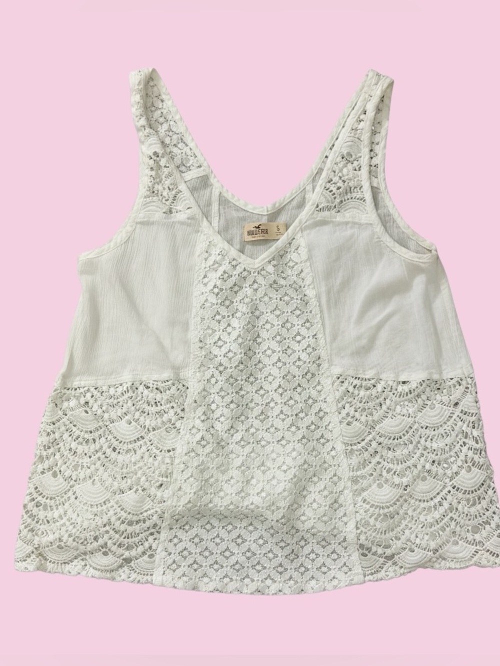 🎀HOLLISTER🎀Boho Chic Tank🎀Antique-Inspired Lace LikeCrochet🎀SZ S🎀Coastal Granny!